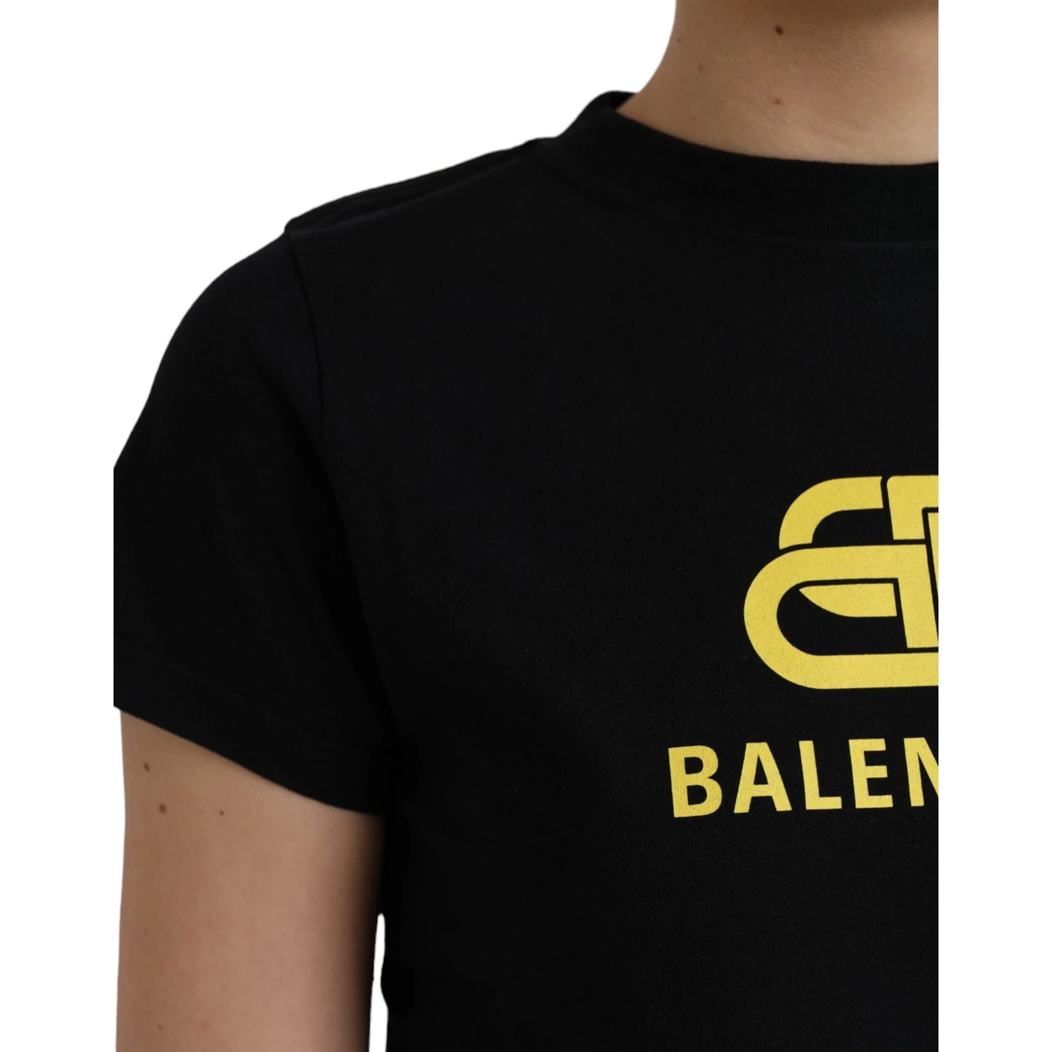 Black Cotton Logo Crew Neck Short Sleeves T-shirt