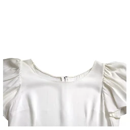 White Viscose Round Neck Short Sleeves Top