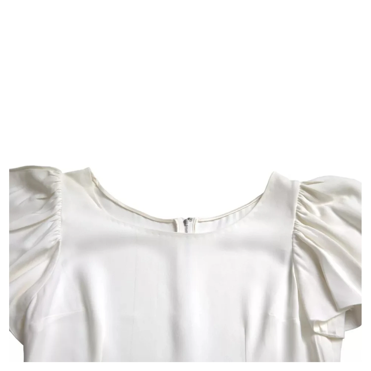 White Viscose Round Neck Short Sleeves Top