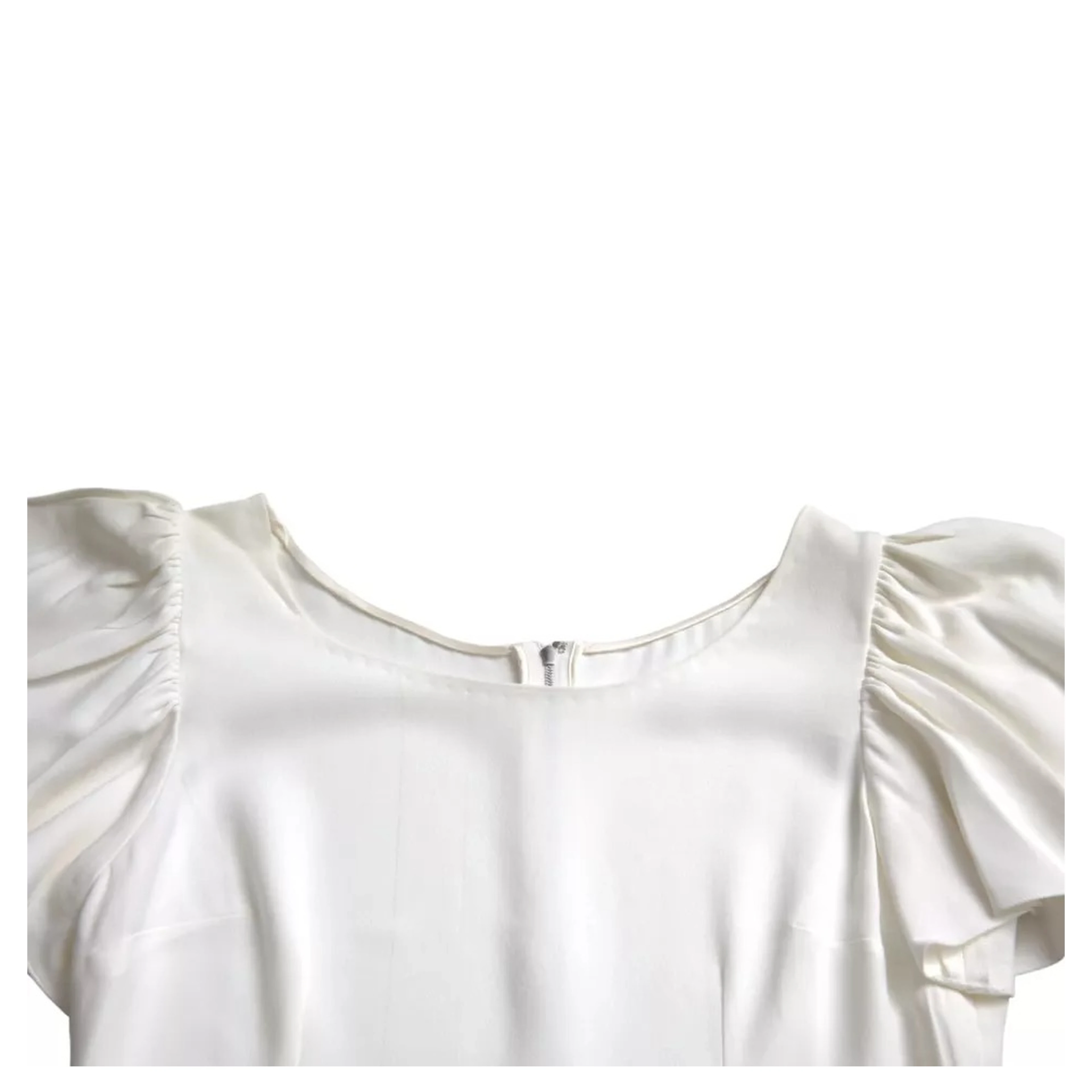 White Viscose Round Neck Short Sleeves Top