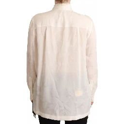 White Blouse Ascot Collar Shirt Silk Button Top