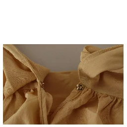 Mustard Ascot Collar Shirt Silk Blouse Top
