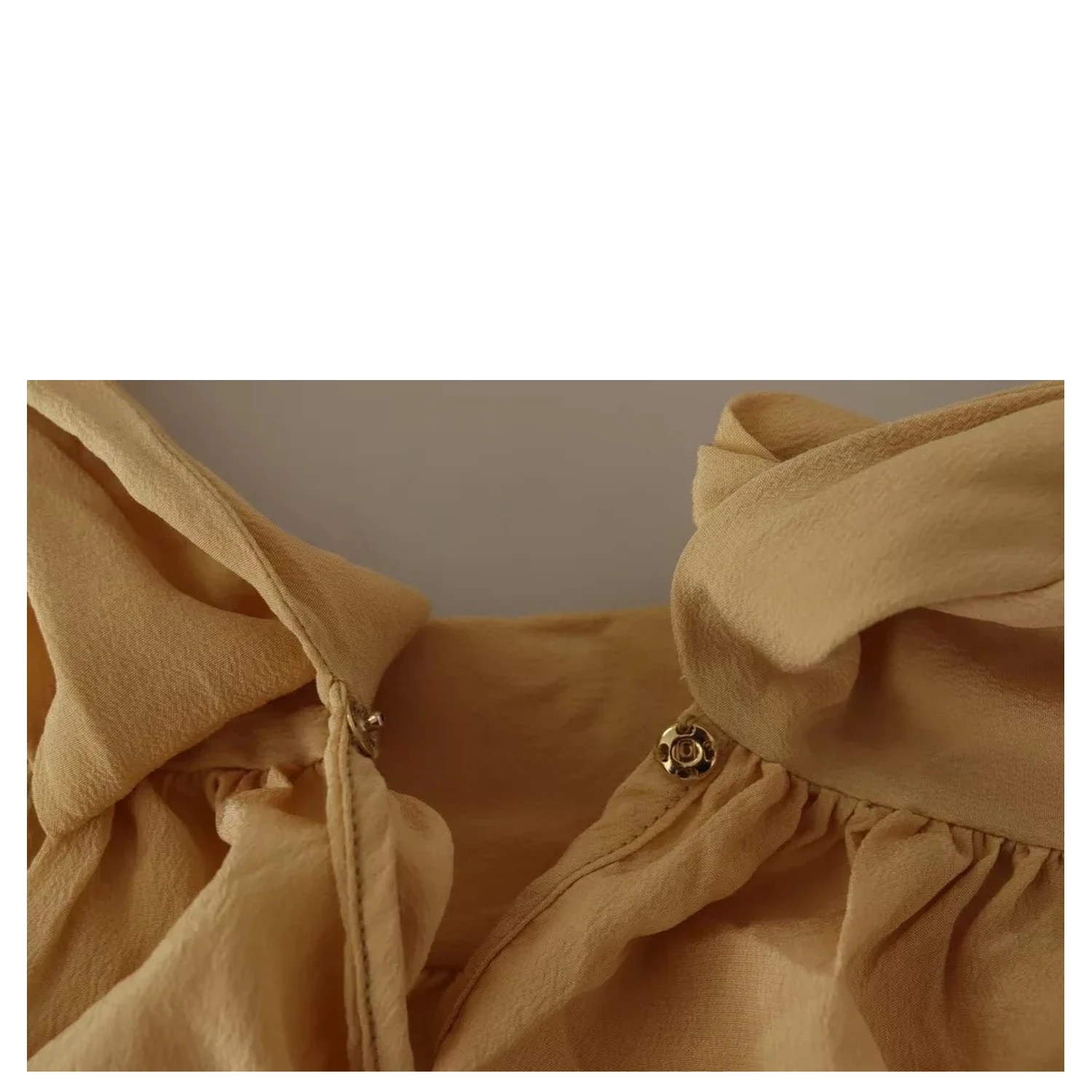 Mustard Ascot Collar Shirt Silk Blouse Top