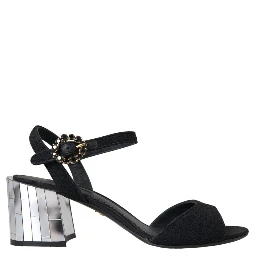Black Crystal Ankle Strap Keira Sandal Shoes