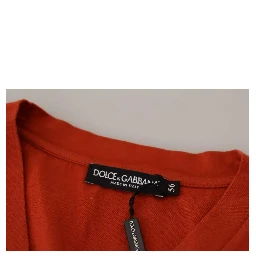 Red Logo Embroidery Crewneck Cotton T-shirt