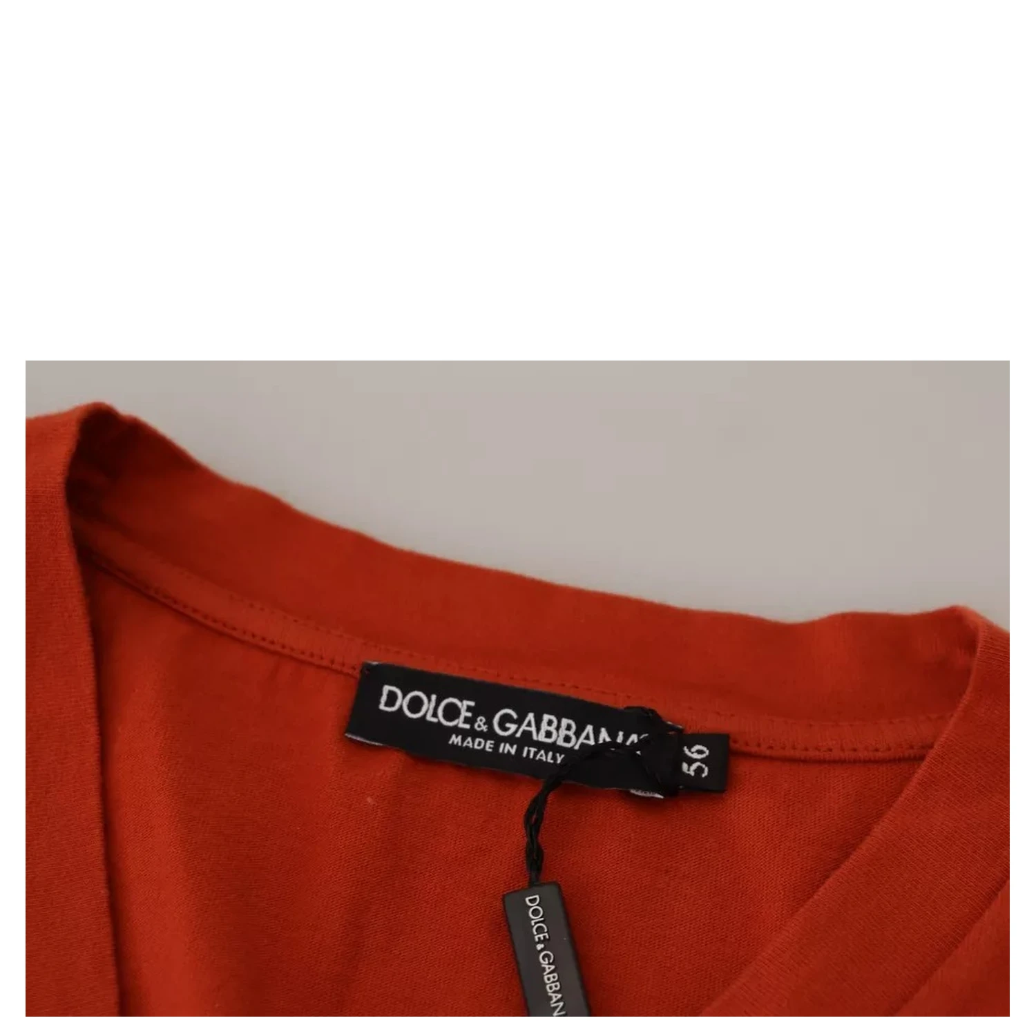Red Logo Embroidery Crewneck Cotton T-shirt