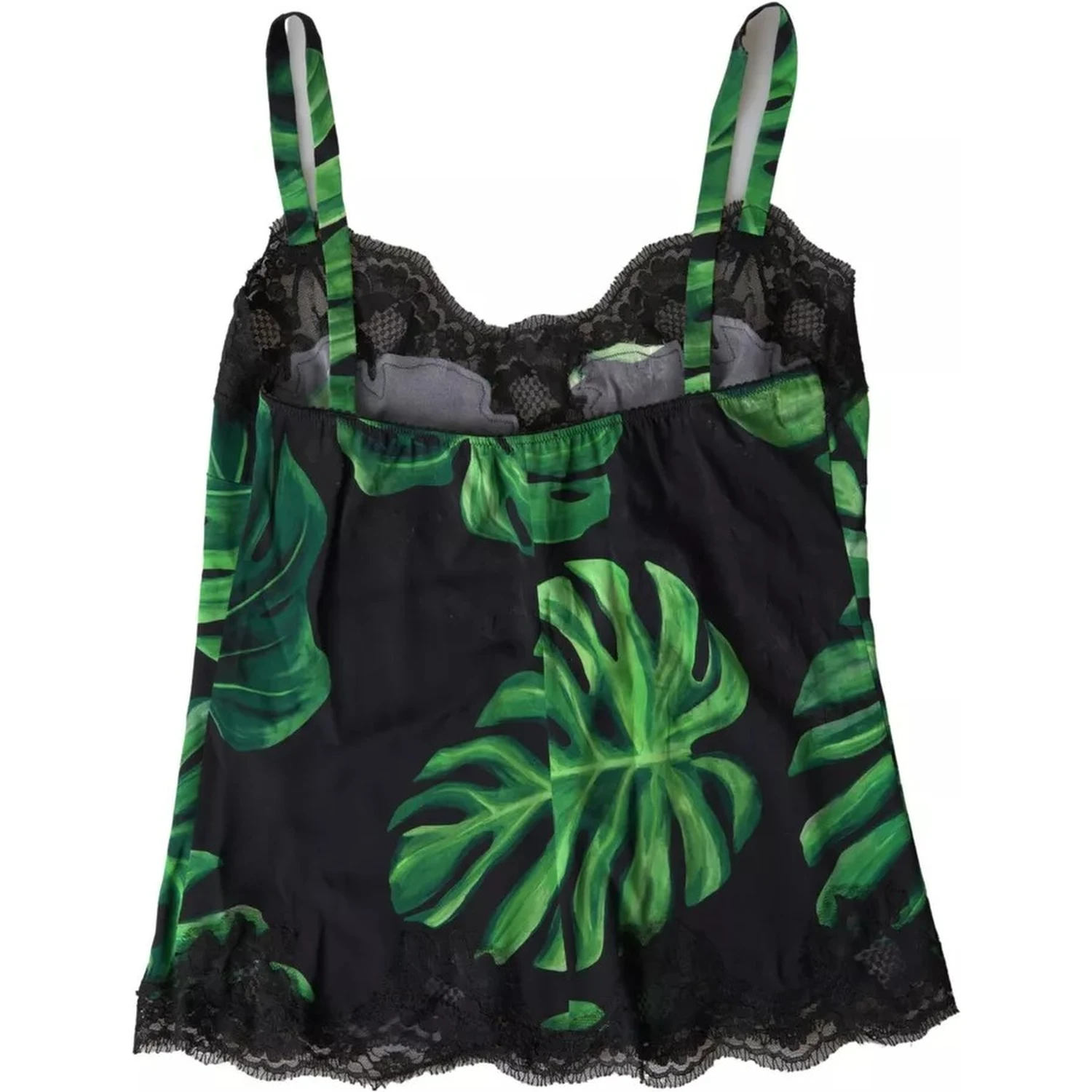 Black Philodendron Print Silk Camisole Underwear