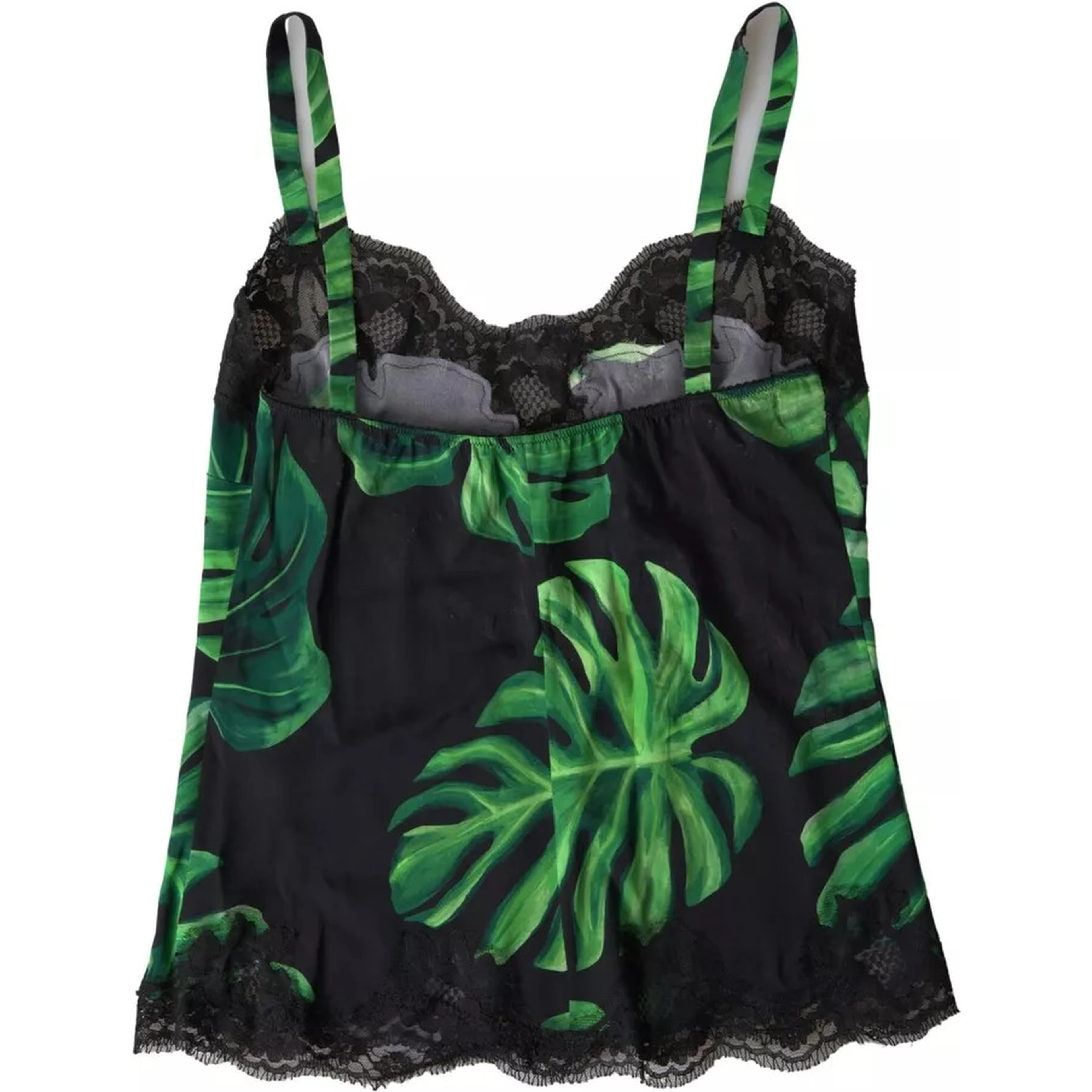 Black Philodendron Print Silk Camisole Underwear