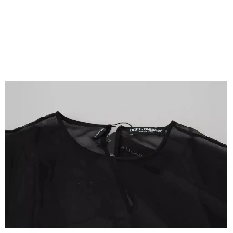 Black Mesh Transparent Blouse Pullover Top