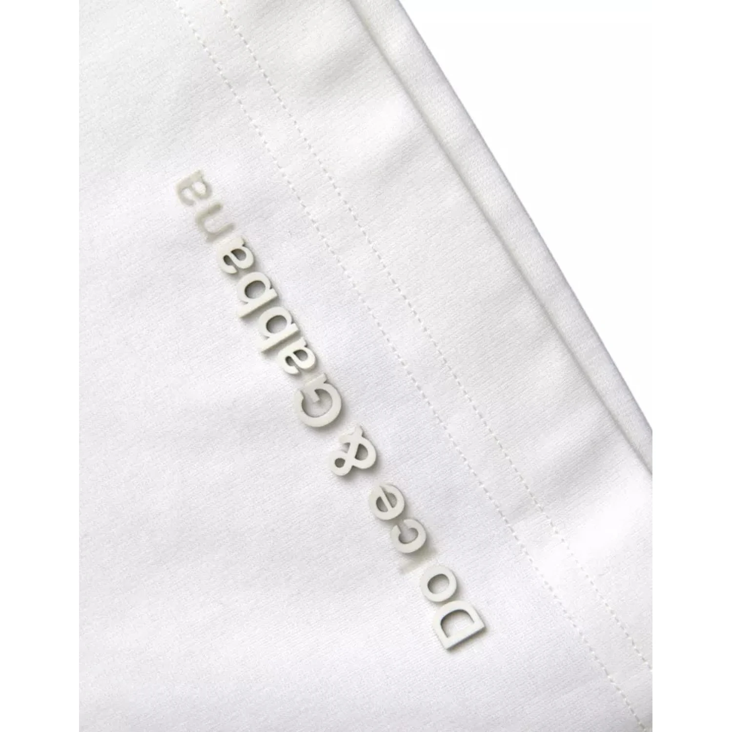 White Logo Embossed Cotton Crewneck T-shirt