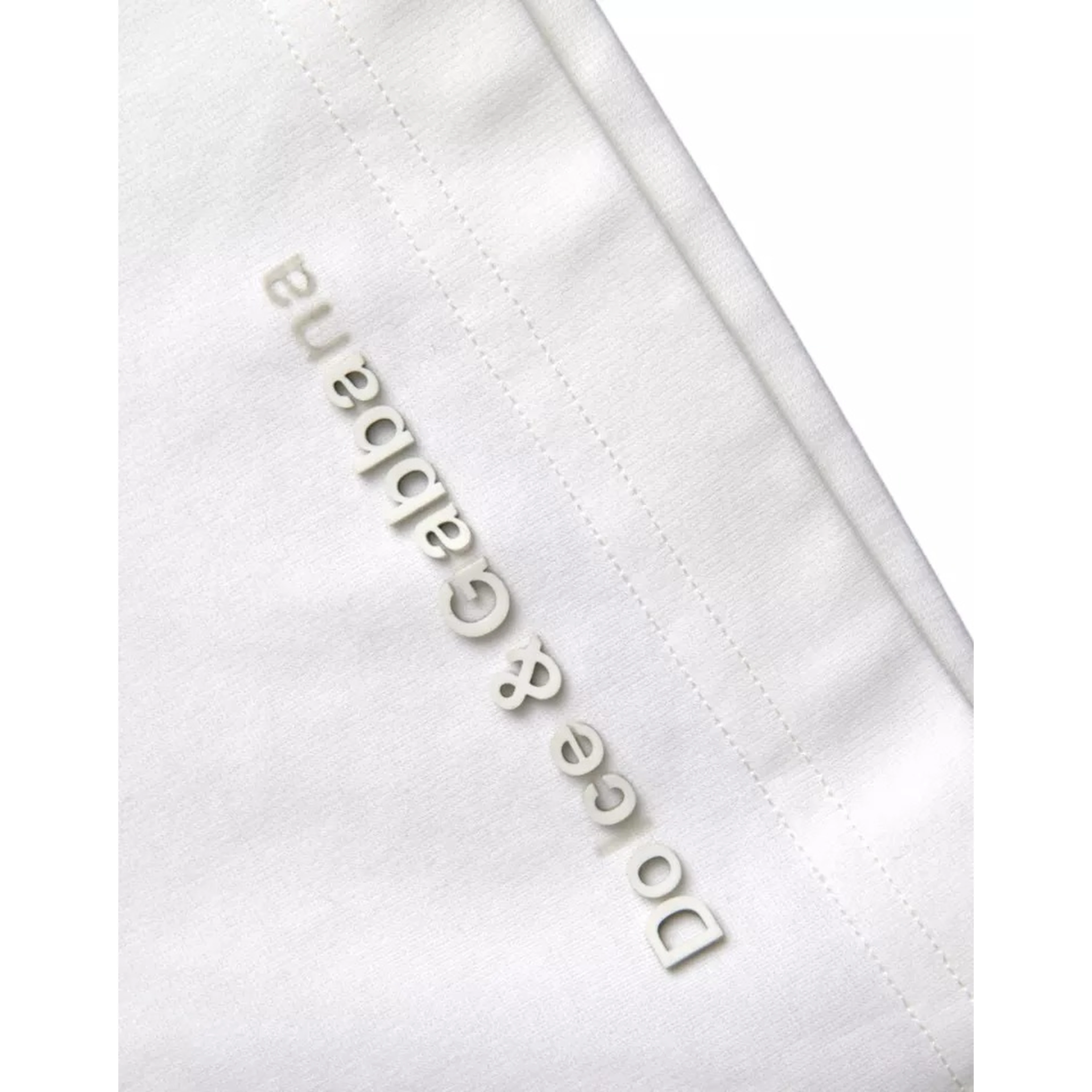 White Logo Embossed Cotton Crewneck T-shirt