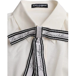 Off White Long Sleeve Button Down Blouse Top