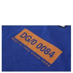 Blue Logo Print Crewneck Cotton T-shirt