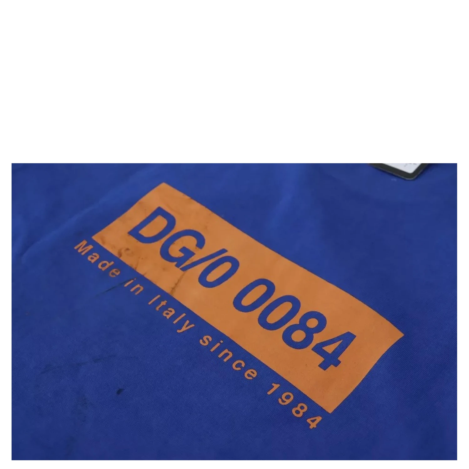 Blue Logo Print Crewneck Cotton T-shirt