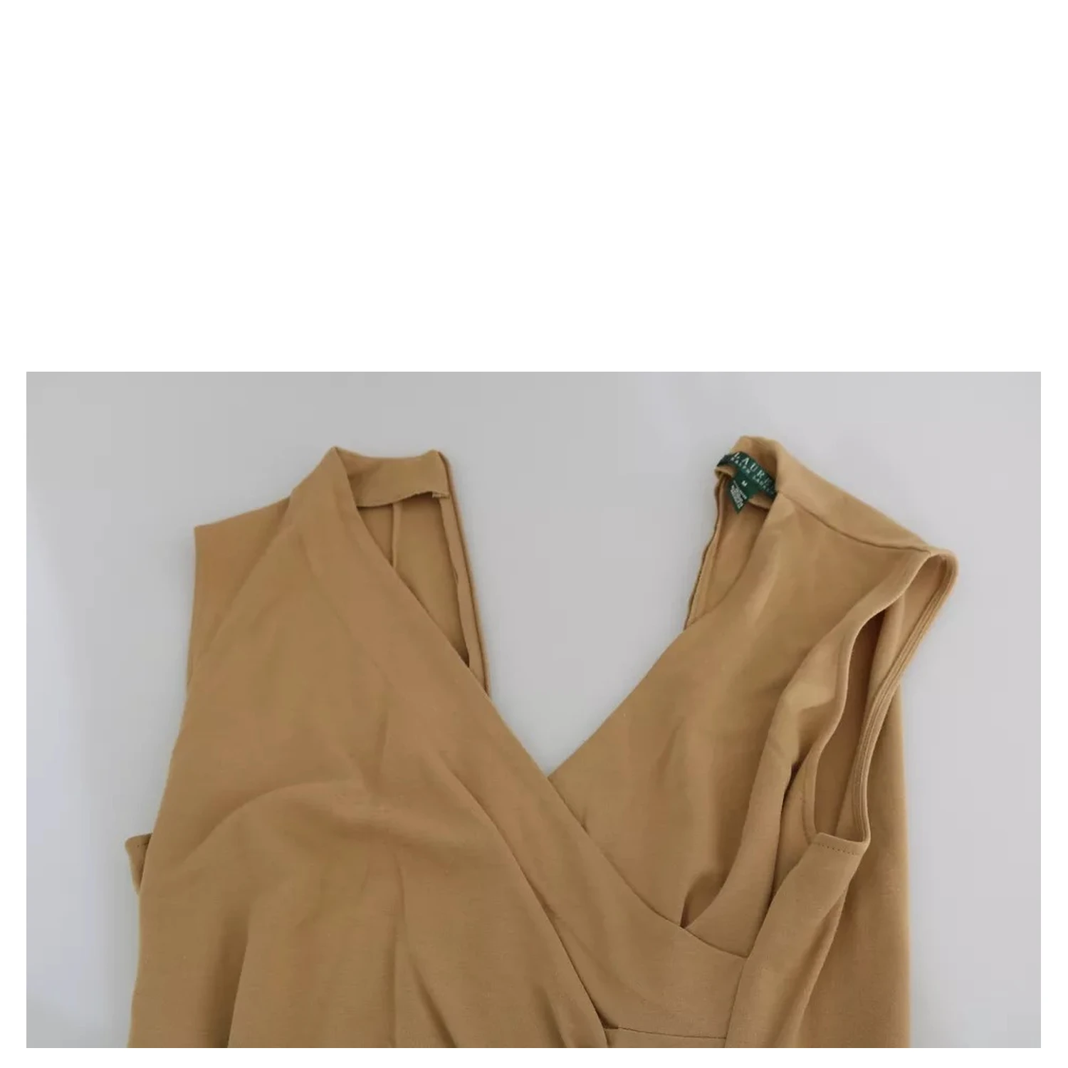 Brown V-neck Shift Knee Length Viscose Dress