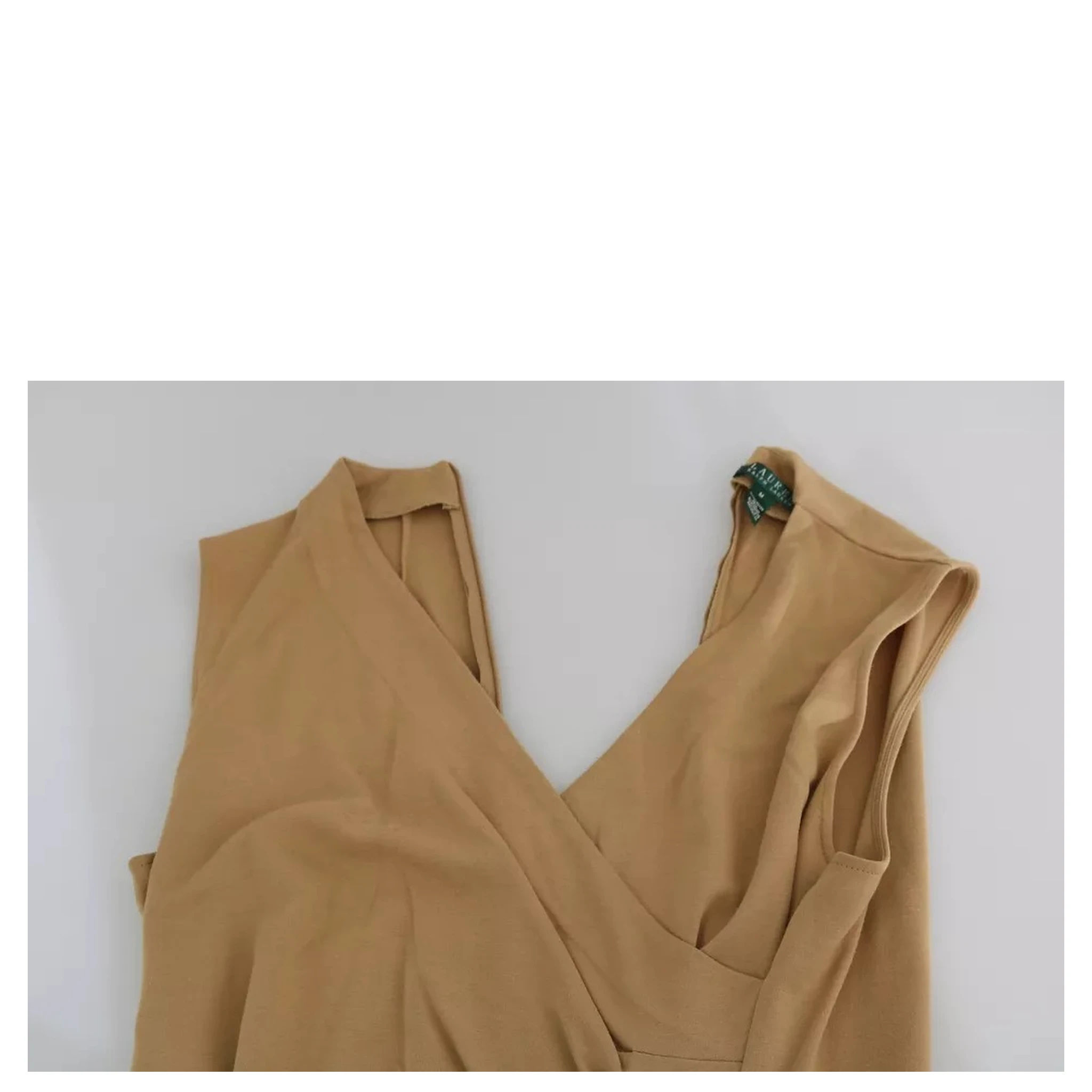 Brown V-neck Shift Knee Length Viscose Dress