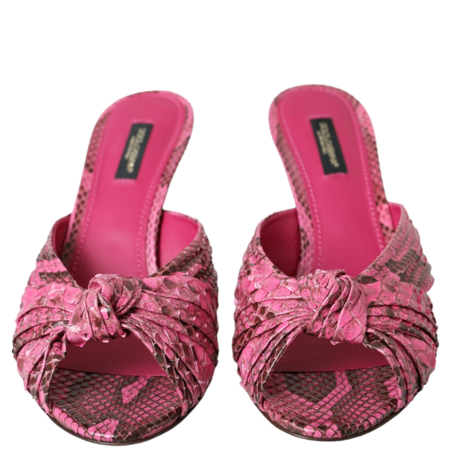 Pink Exotic Leather Kitten Heels Slides Shoes