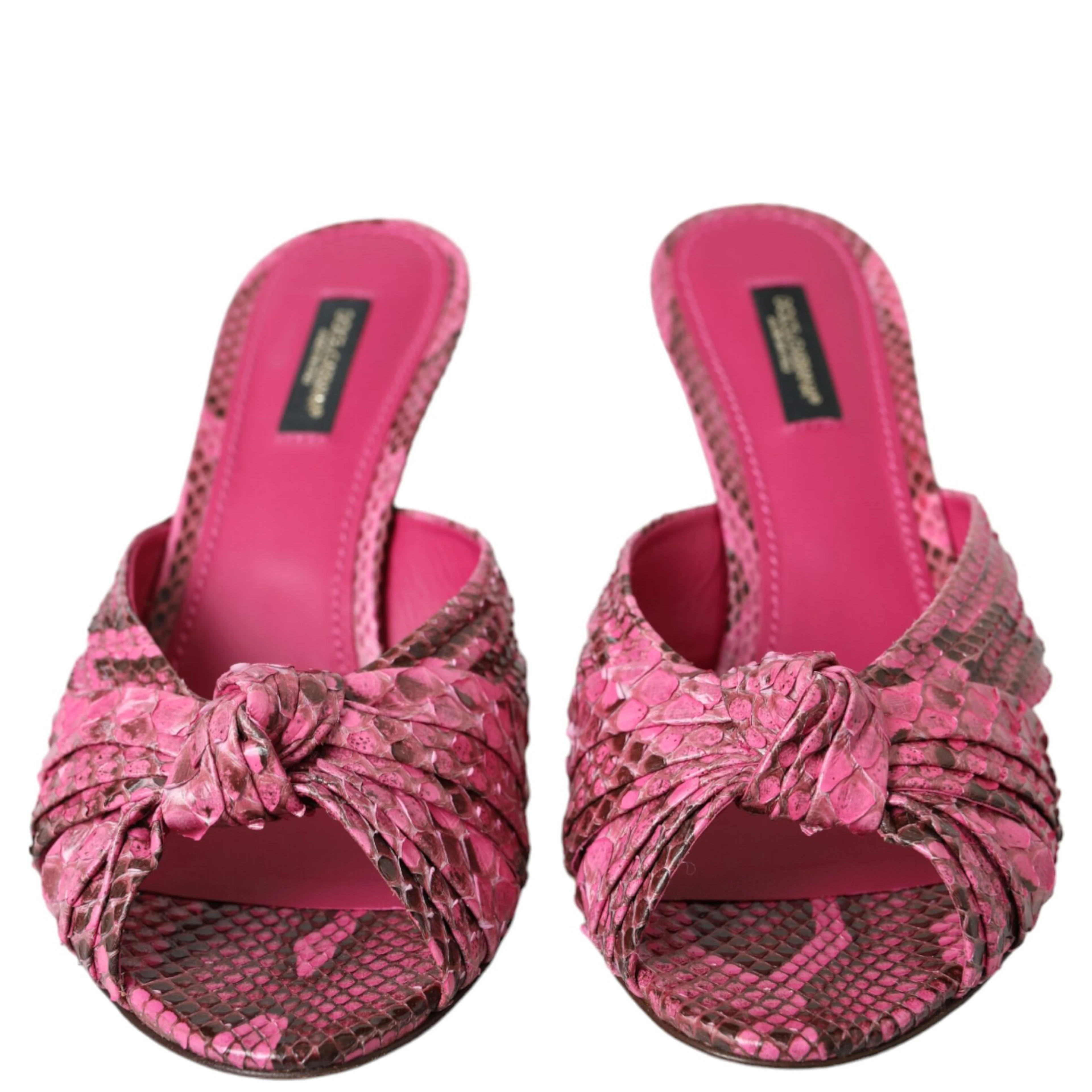 Pink Exotic Leather Kitten Heels Slides Shoes