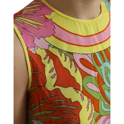 Multicolor Floral Silk Sleeveless Tank Top