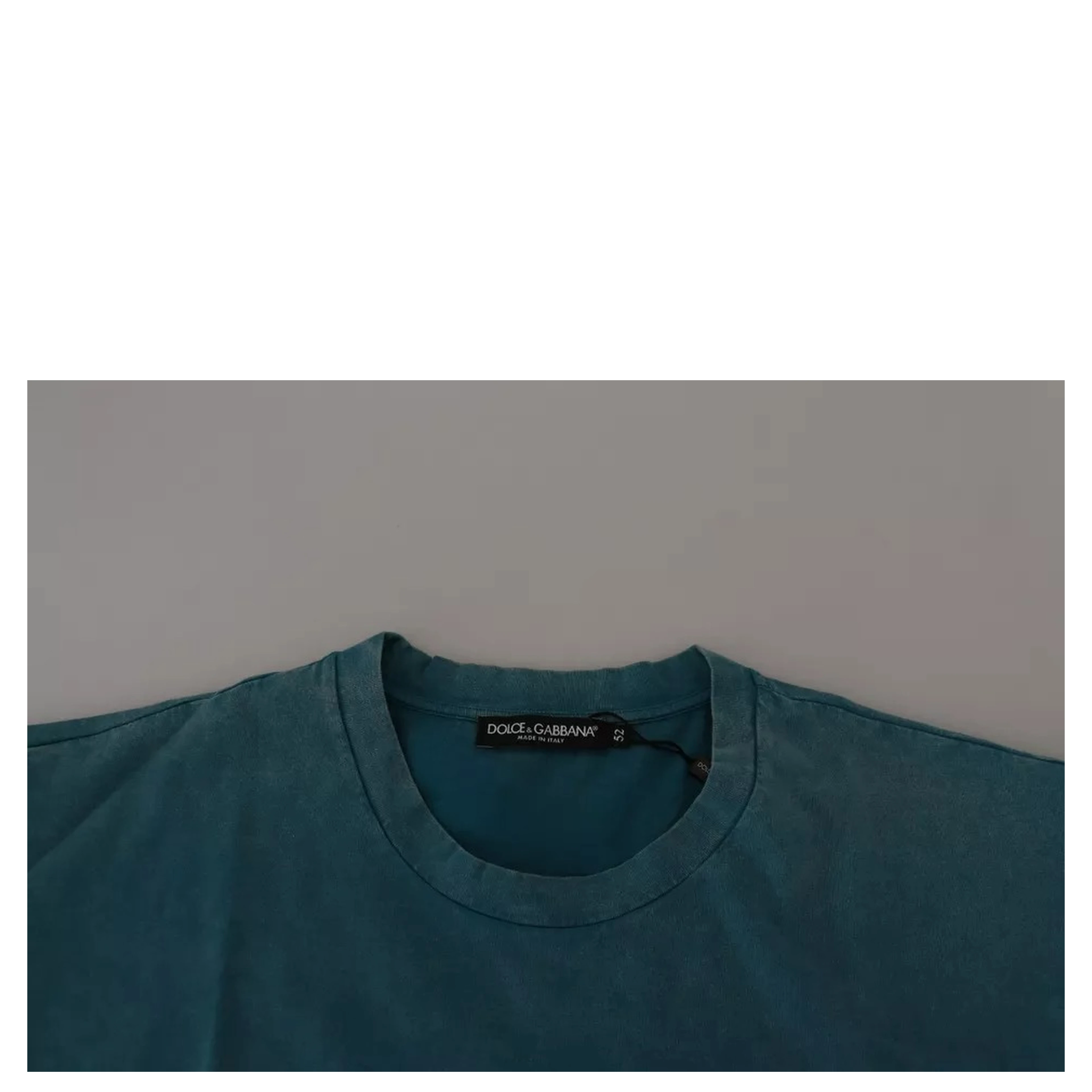 Blue Logo Print Crewneck Tee Cotton T-shirt