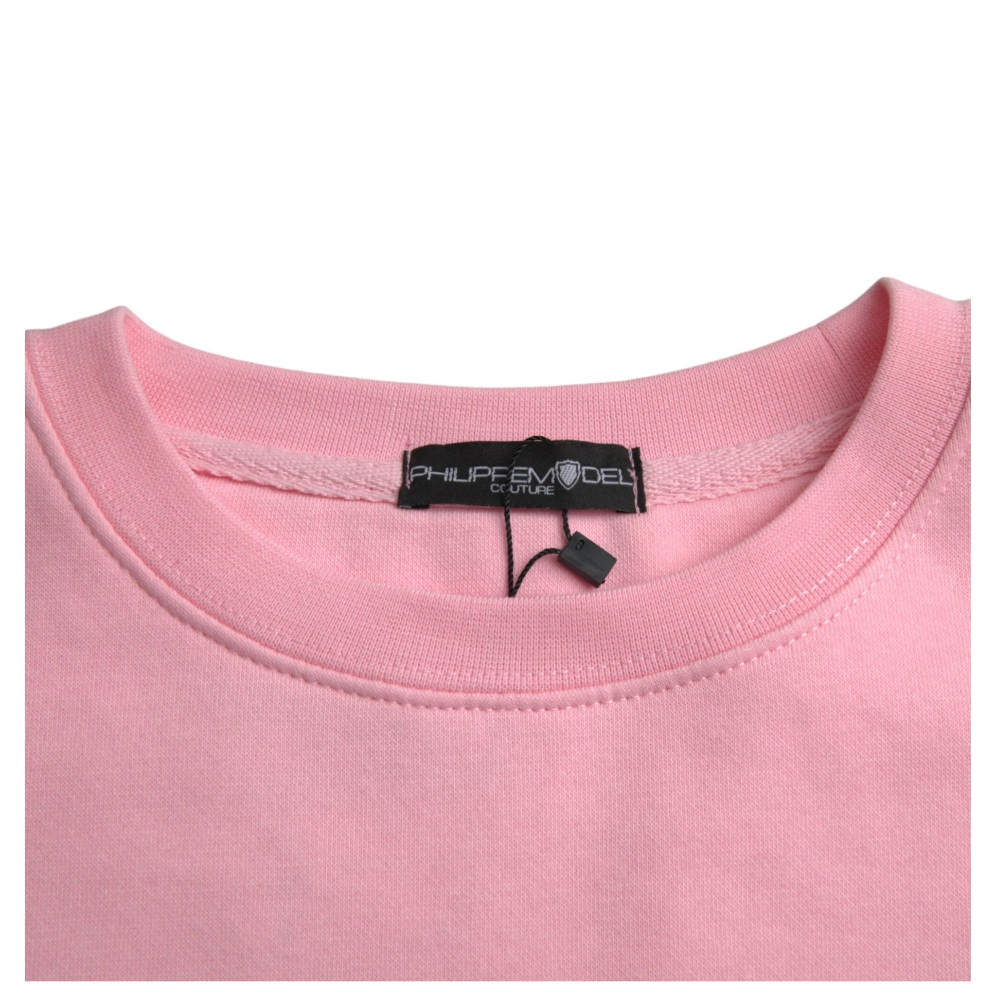 Pink Cotton Logo Long Sleeves Pullover Sweater