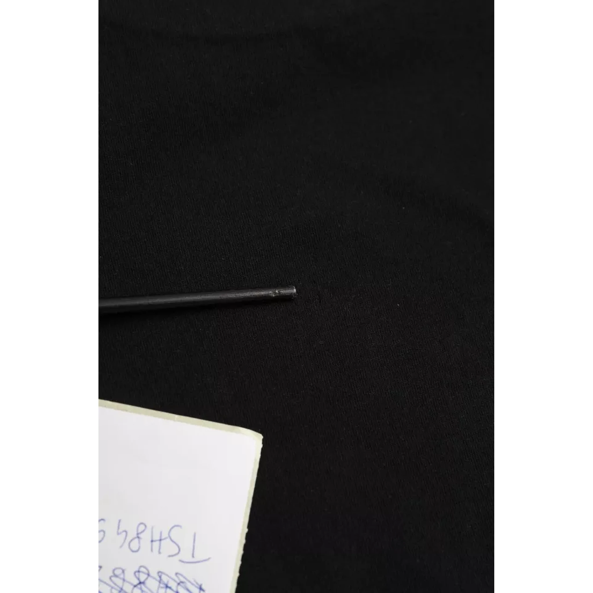 Black Cotton Logo Print Crew Neck Short Sleeves T-shirt