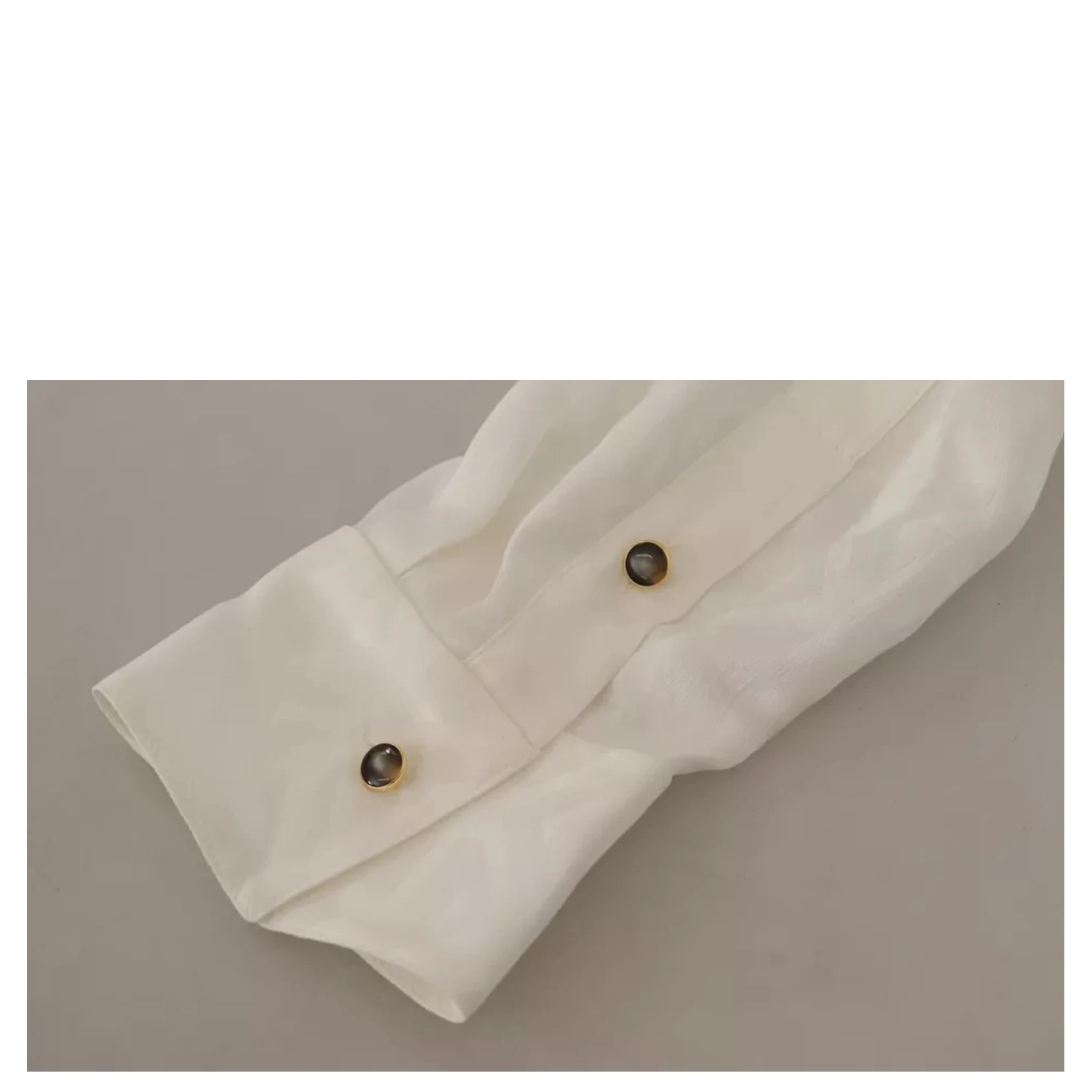White Patterned Silk Ascot Collar Blouse Top