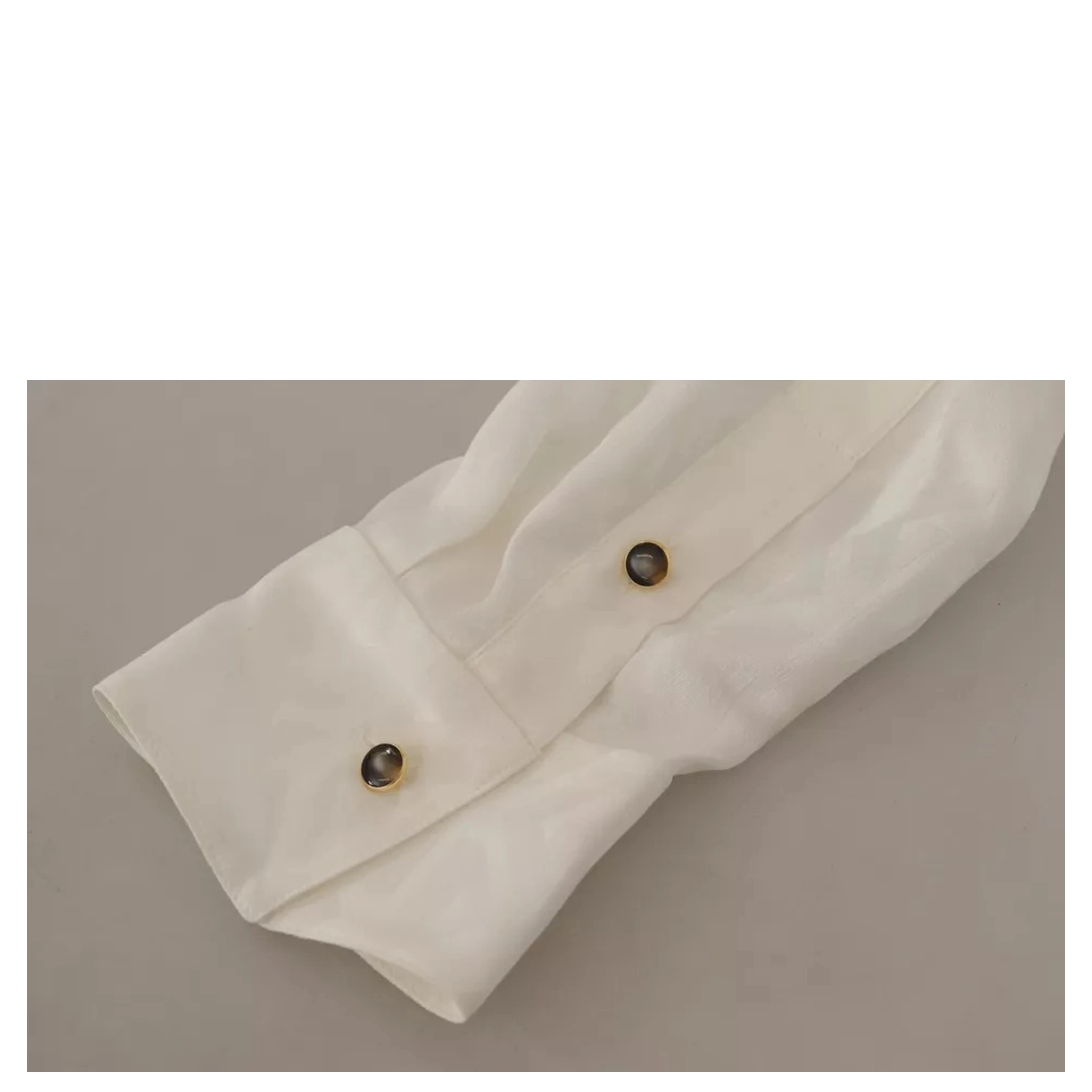 White Patterned Silk Ascot Collar Blouse Top
