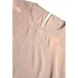 Brown Round Neck Short Sleeve Blouse Top