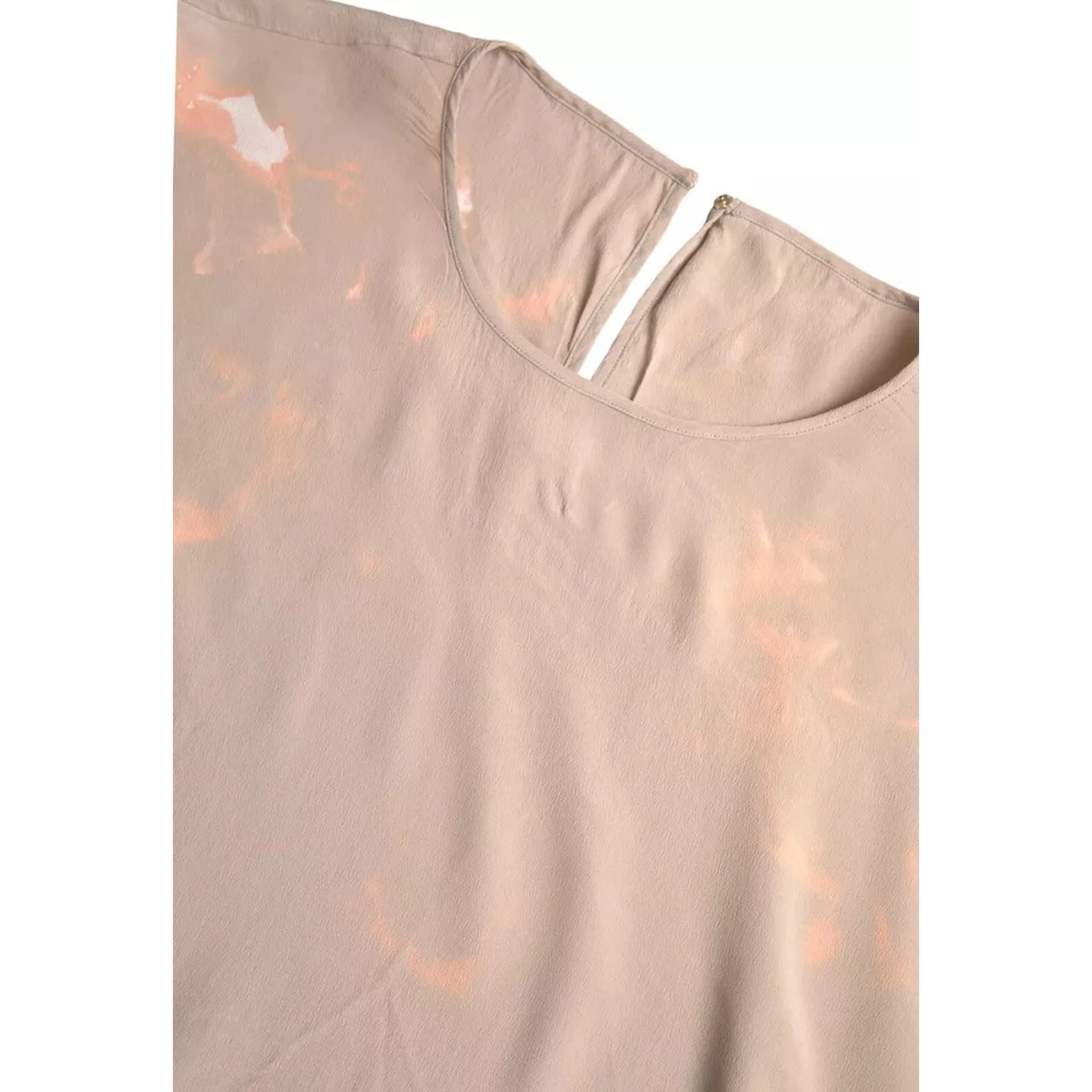 Brown Round Neck Short Sleeve Blouse Top