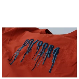 Red Logo Embroidery Crewneck Cotton T-shirt