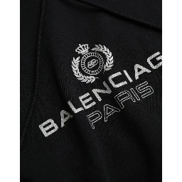 Black Cotton Logo Hooded Pullover Sweatshirt Sweater