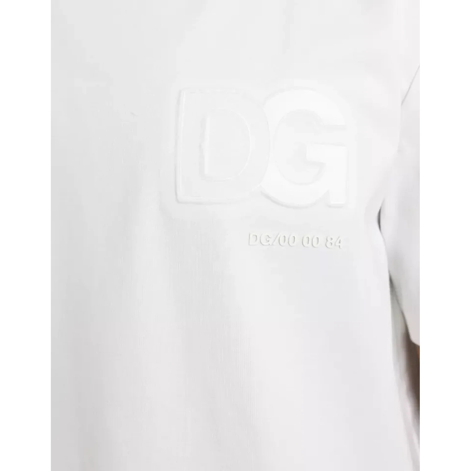 White Logo Embossed Cotton Crewneck T-shirt