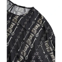 Black Key Castle Print Silk Blouse T-shirt