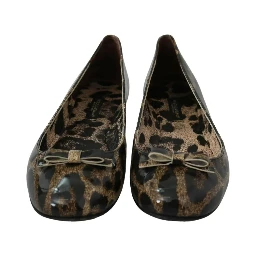Brown Leopard Ballerina Flats Leather Shoes