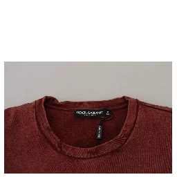 Maroon Printed Crewneck Tee Cotton T-shirt