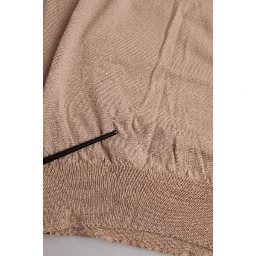 Brown Wool Black Lace 3/4 Sleeve Blouse Top