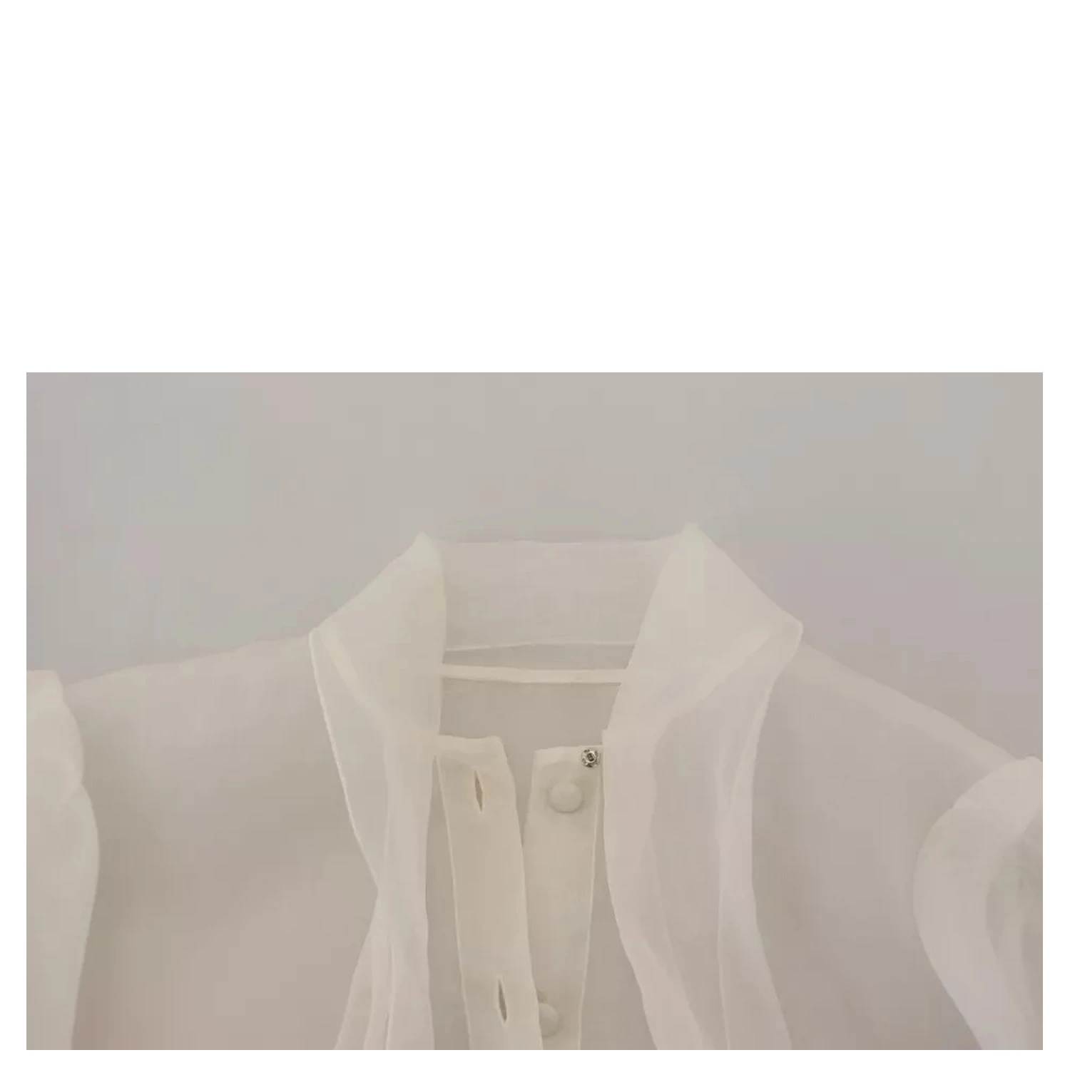 White Ascot Collar Long Sleeves Blouse Top