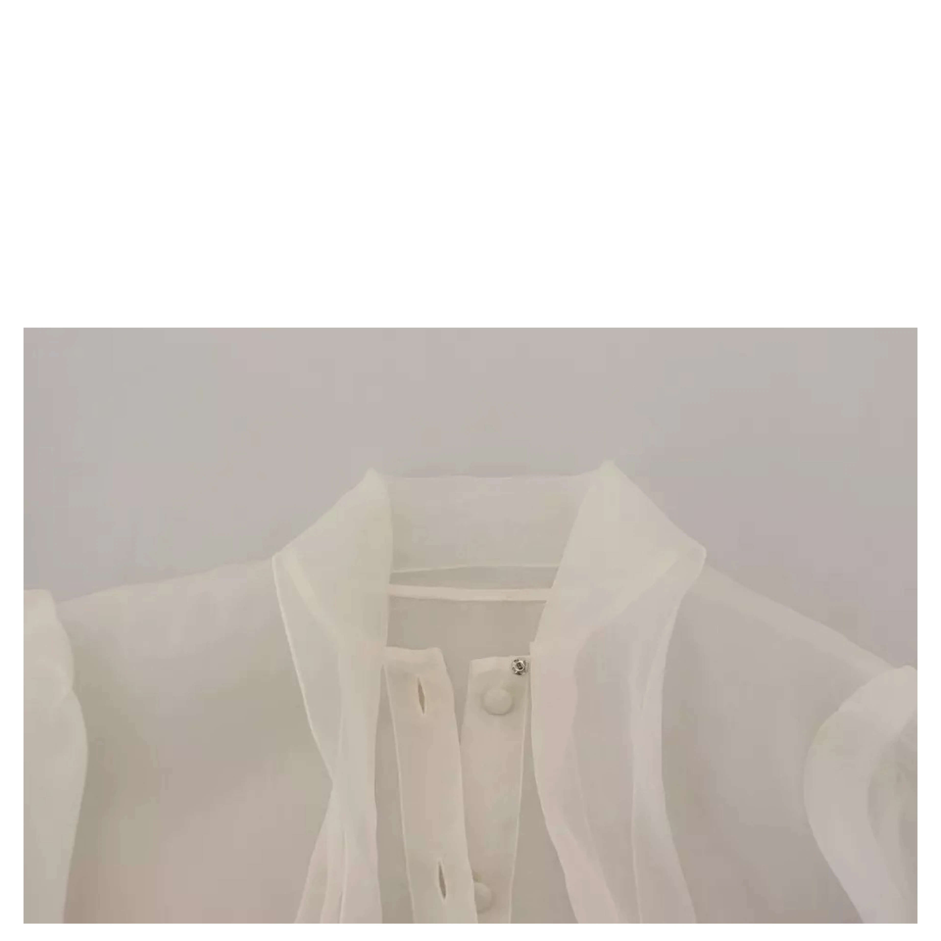 White Ascot Collar Long Sleeves Blouse Top