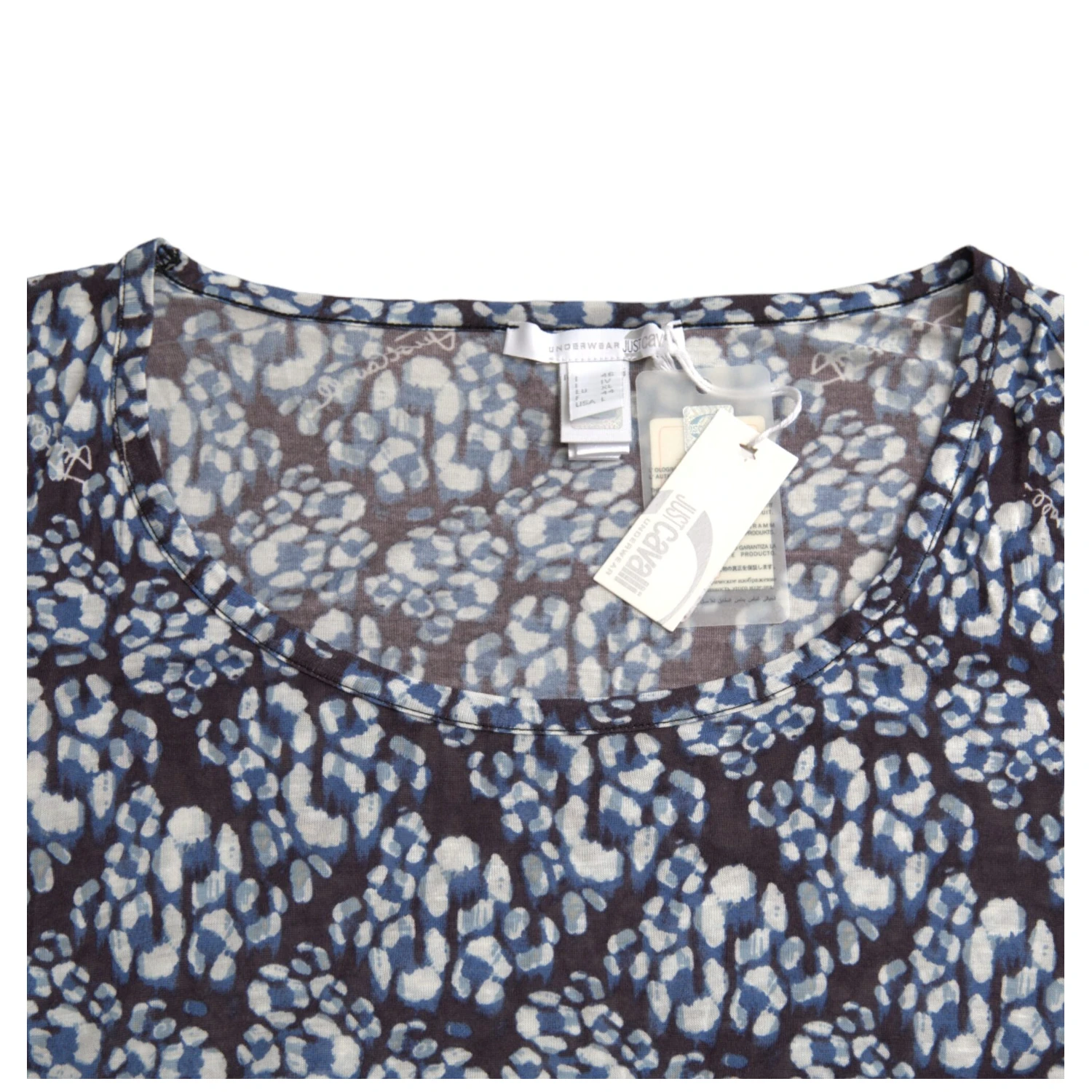 Blue Floral Lace Long Sleeves Top Underwear Blouse