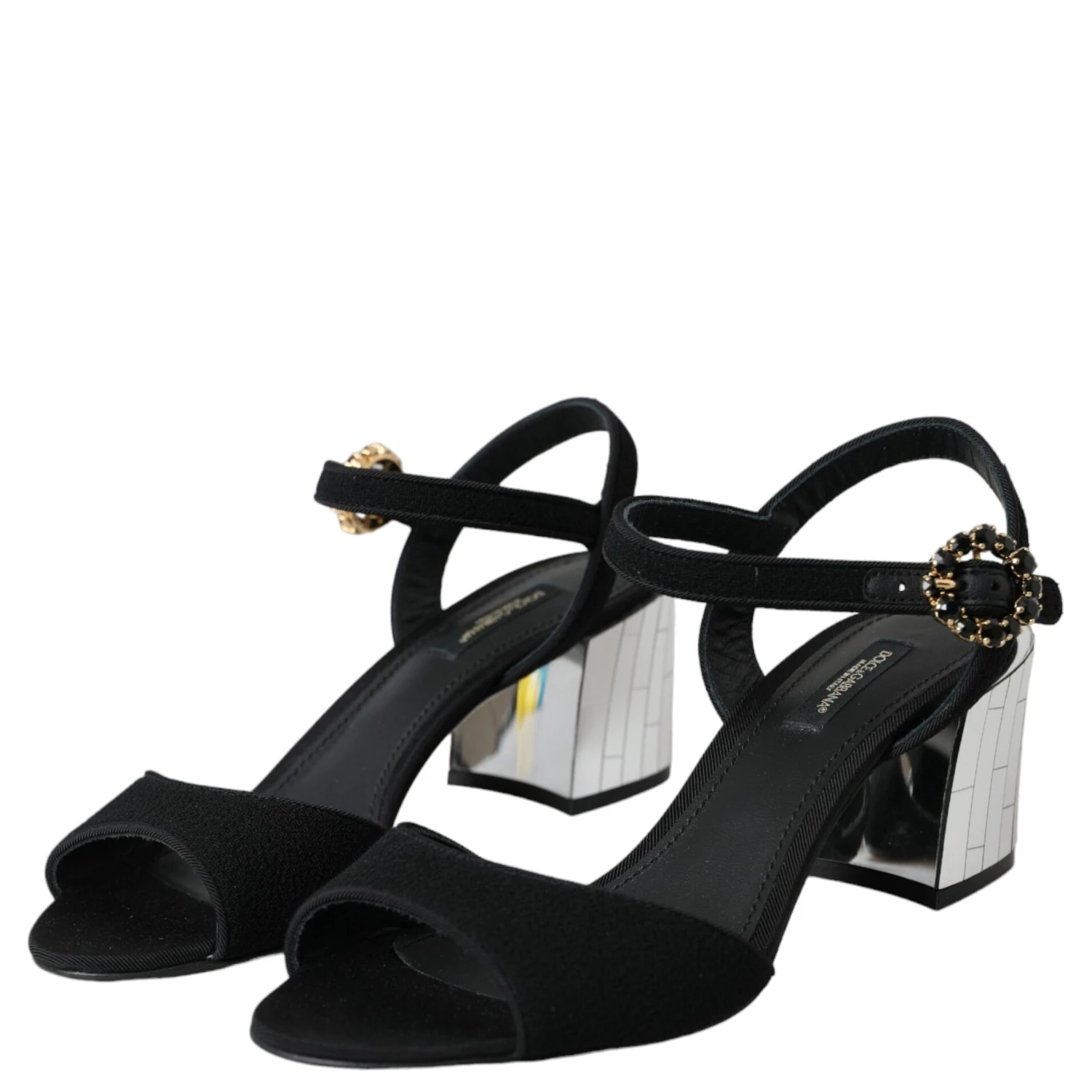 Black Crystal Ankle Strap Keira Sandal Shoes