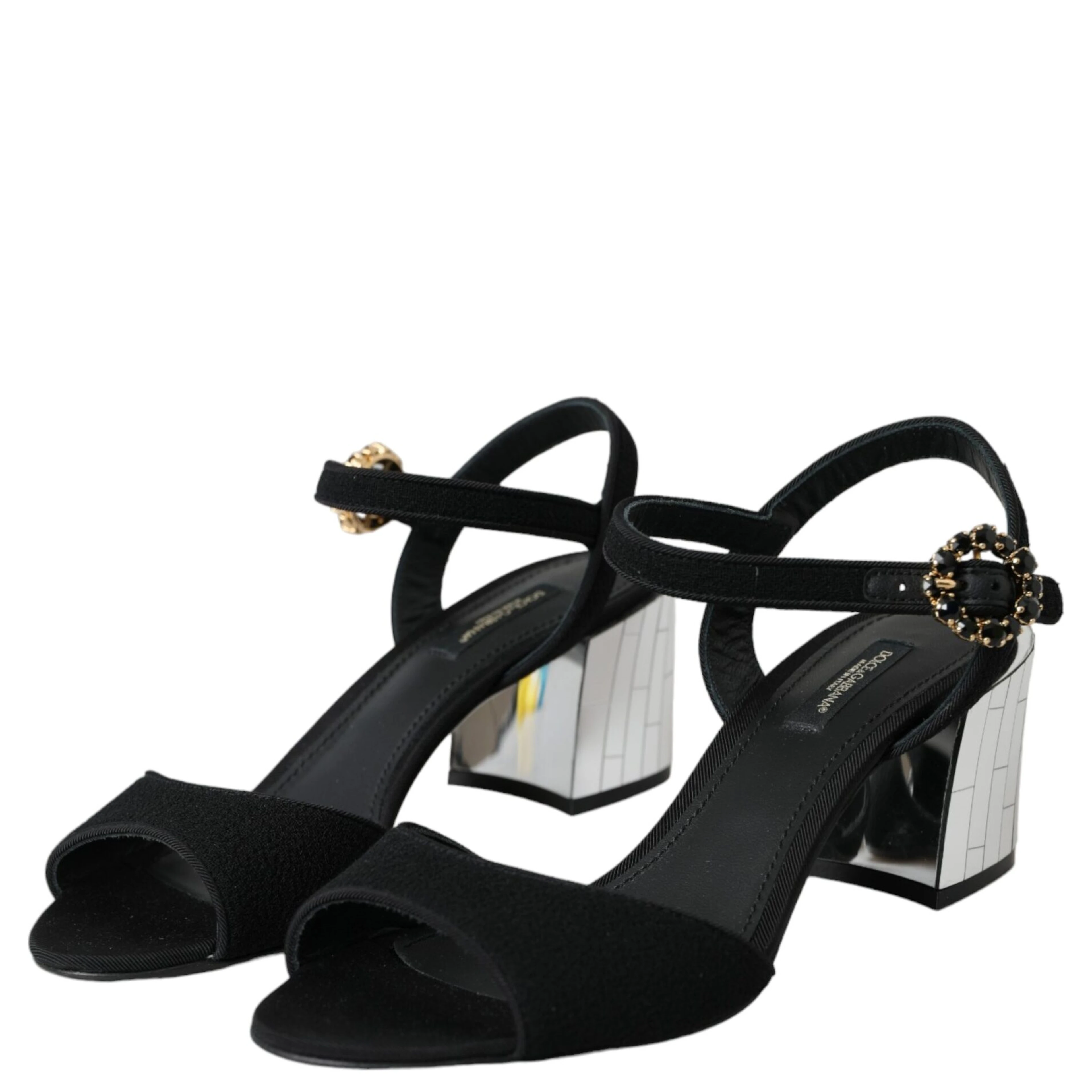 Black Crystal Ankle Strap Keira Sandal Shoes