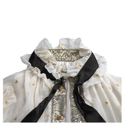 Off White Silk Blend Ascot Collar Blouse Top