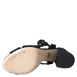 Black Leopard Suede Heels Sandals Shoes