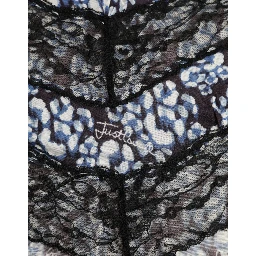 Blue Floral Lace Long Sleeves Top Underwear Blouse