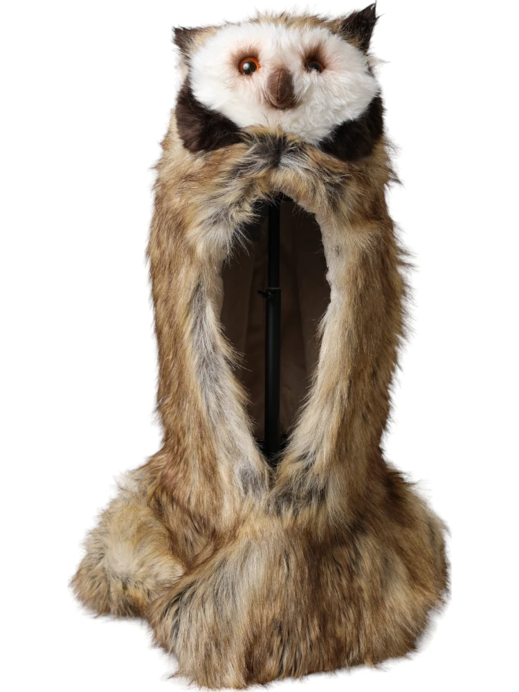 Brown Owl Faux Fur Whole Head Cap Hat