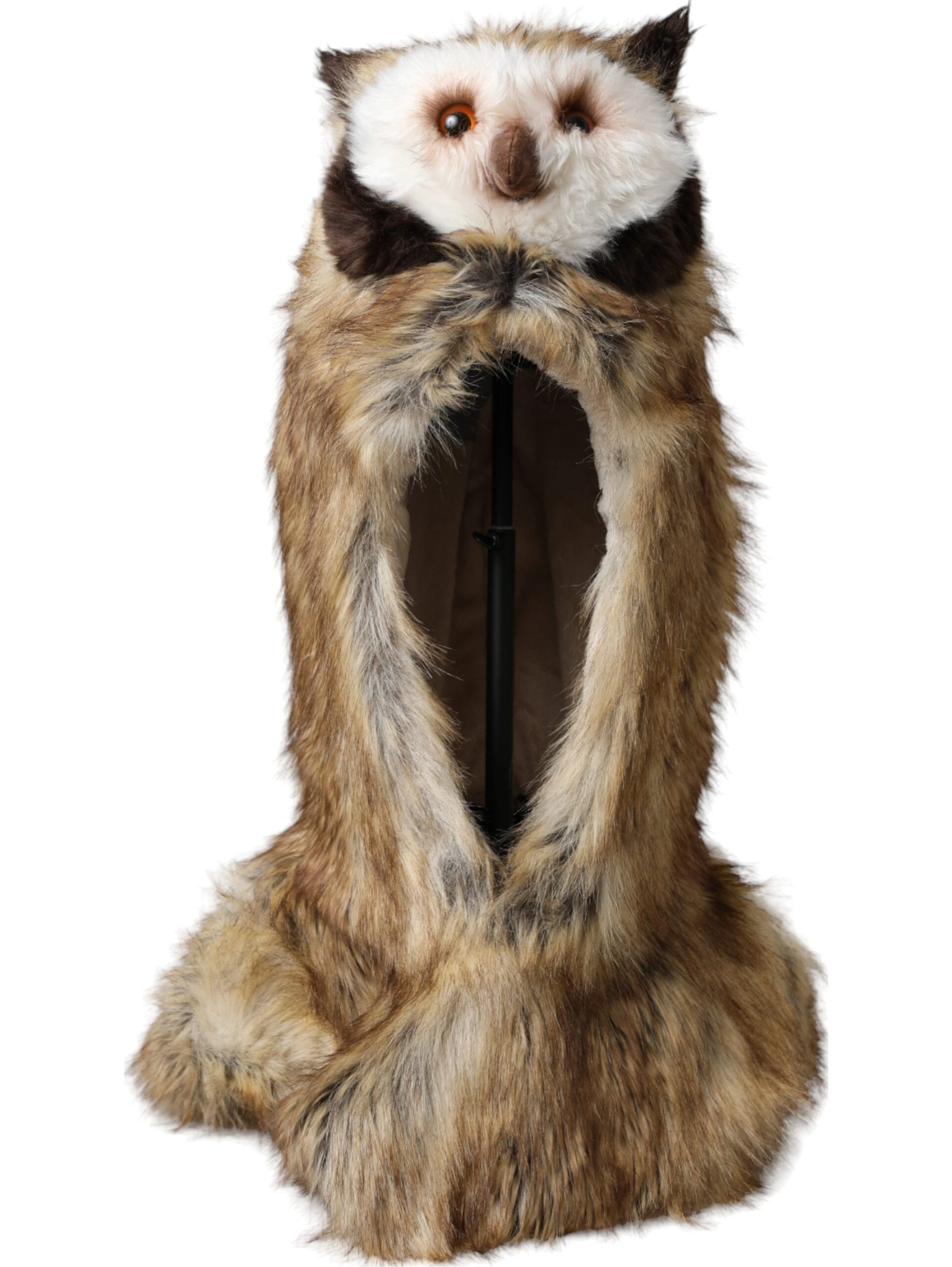 Brown Owl Faux Fur Whole Head Cap Hat