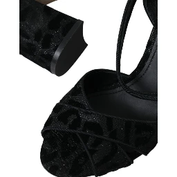 Black Leopard Suede Heels Sandals Shoes
