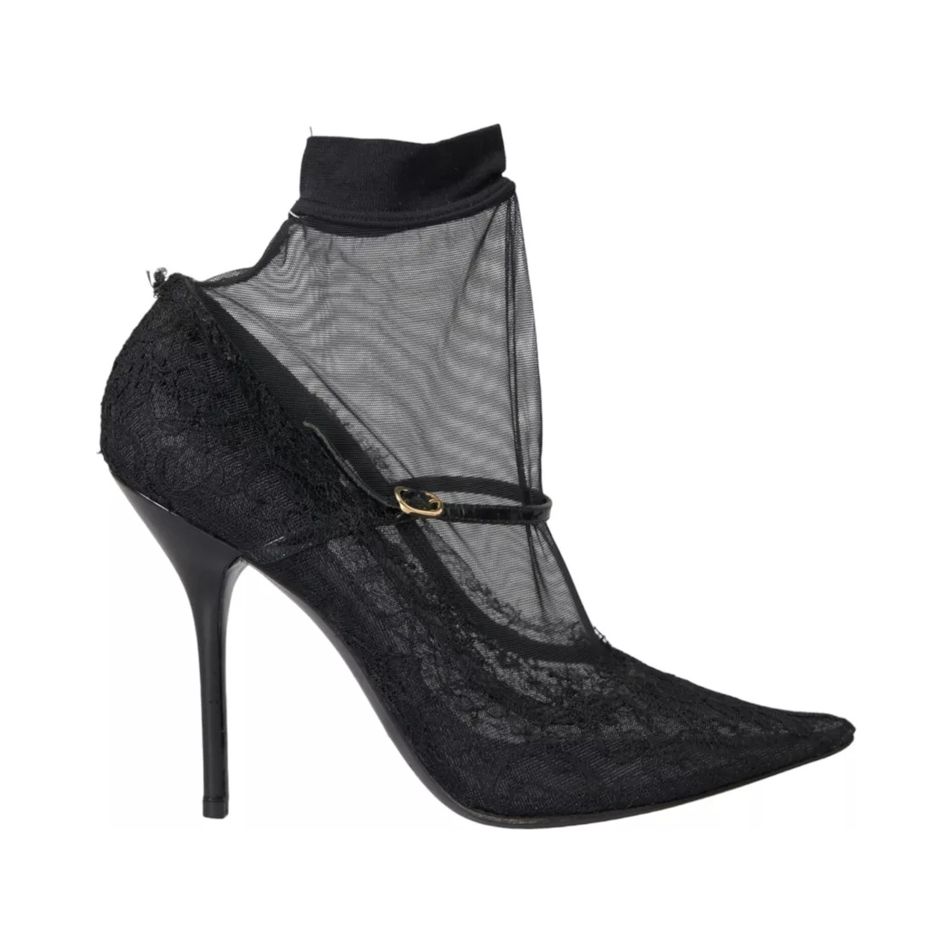 Black Tulle Stretch Boots Pumps Shoes