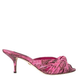 Pink Exotic Leather Kitten Heels Slides Shoes